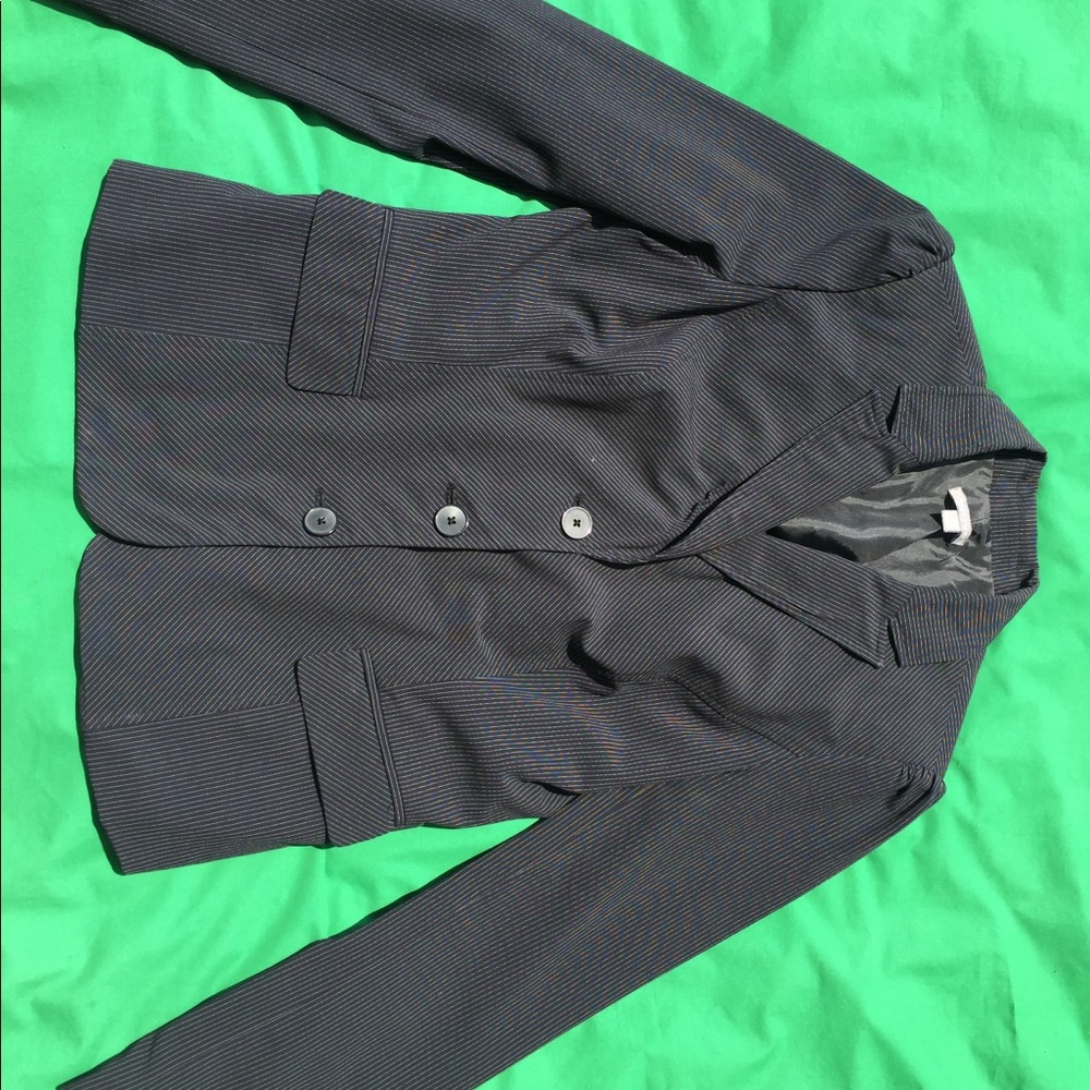 APT.9 Stretch Black Pin Striped Lined Jacket